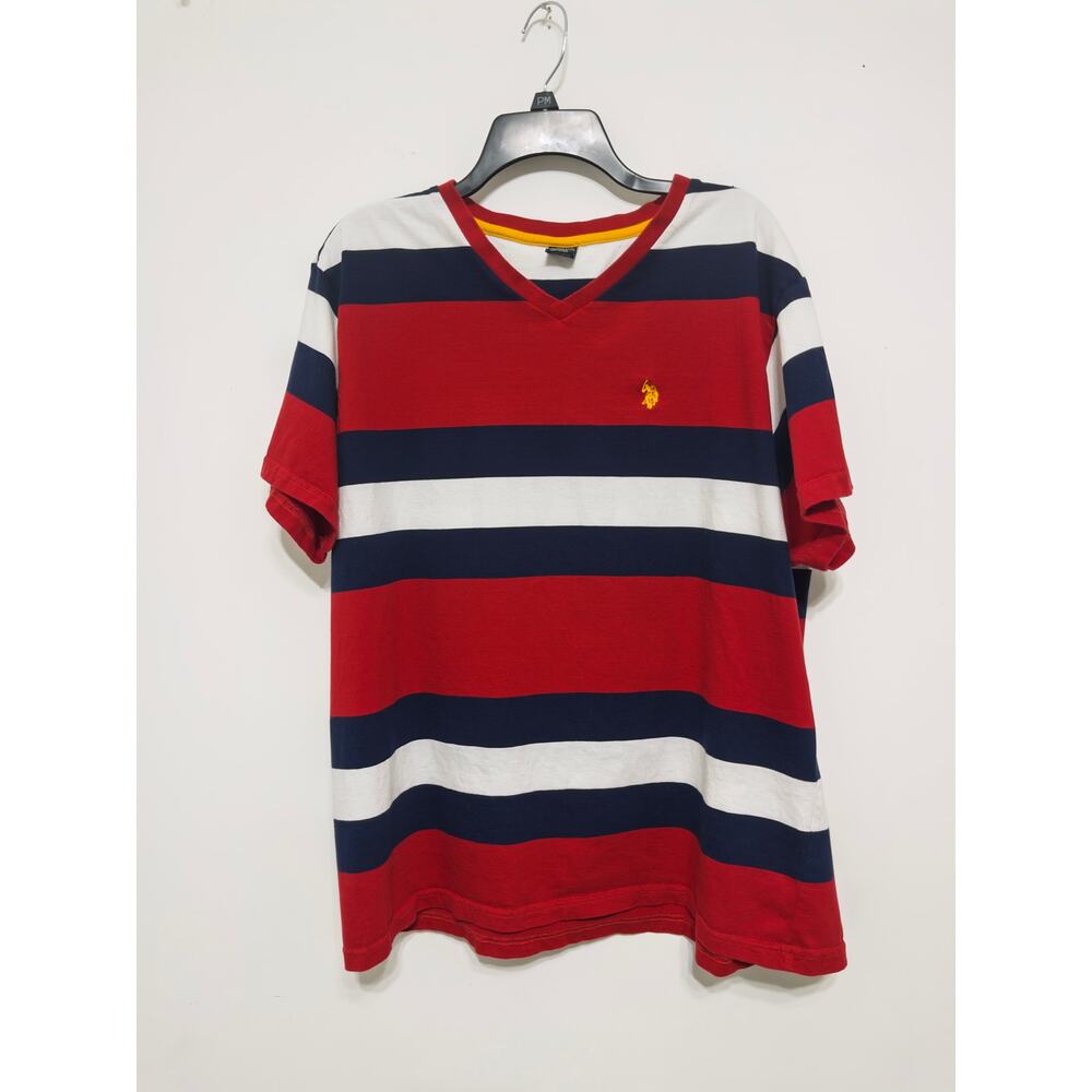 US Polo Assn men’s‎ V-neck T-shirt sz XXL preppy Y2K rugby iconic retro vintage